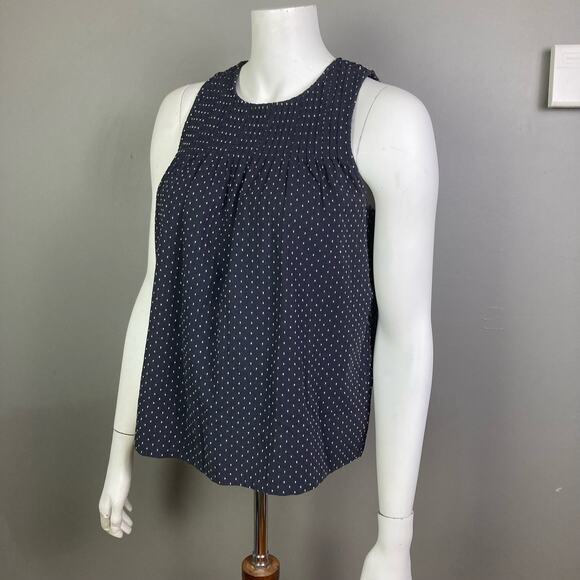 The Great top XS size 0 Polka Dot Crew Neck sleeveless cotton pintuck Shell - Picture 10 of 12